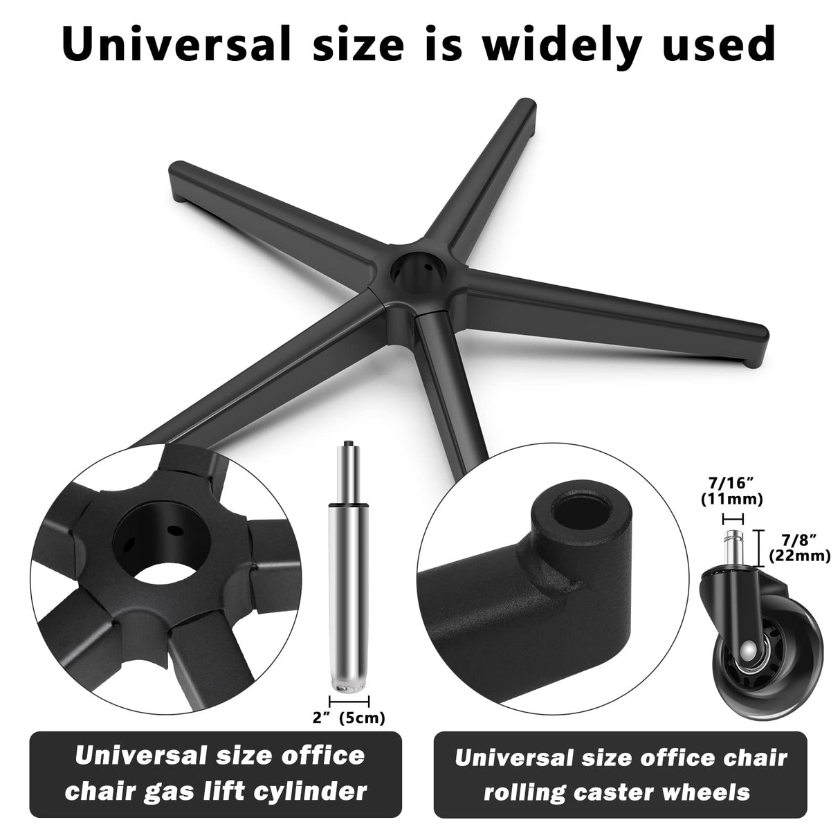 Office Chair Replacement Parts-28'' Heavy Duty Base Replacement(2200Lbs) - Desk Chair Reinforced Metal Leg,Universal Caster and Gas Cylinder Size