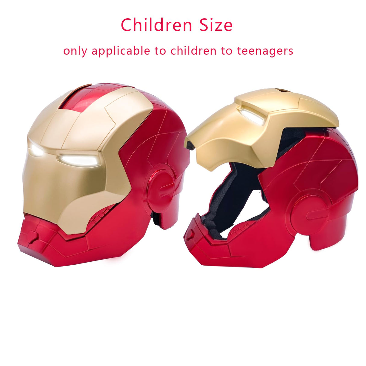 Open/Close Wearable Helmet with Eyes Glowing for Kids and Teens Mask Costume and Role-Play Dress Up, Ideal for Birthdays, Christmas, Halloween(Child Size)