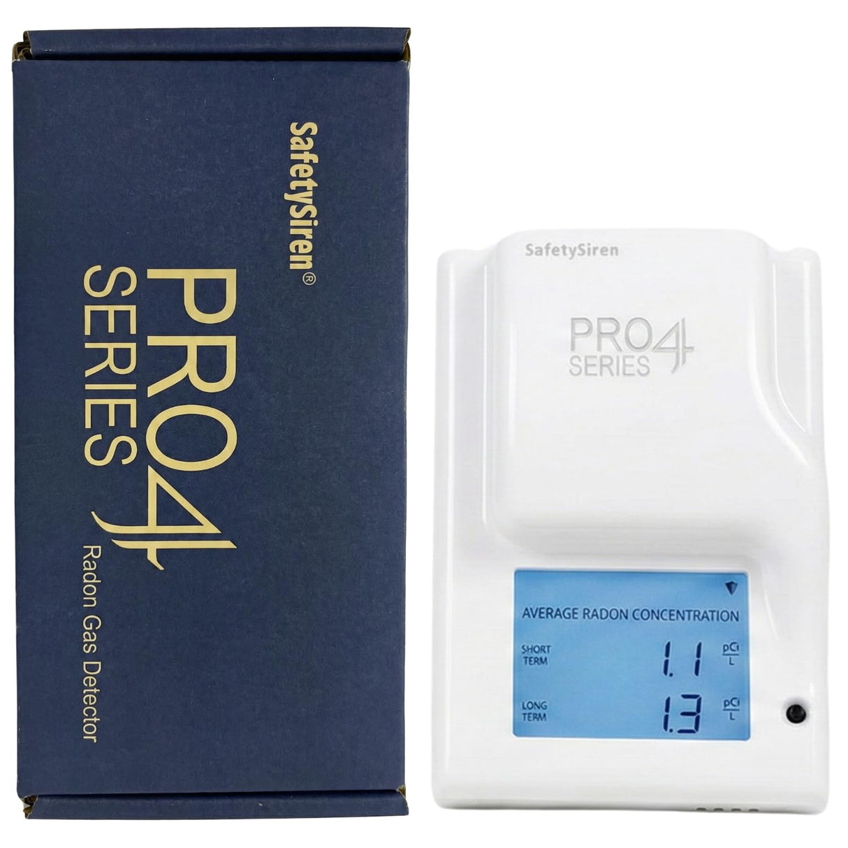 Safety Siren Pro4 Plug-in Radon Detector, Continuous Radon Gas Monitoring with Audible & Visual Alarms | Short & Long-Term Radon Detection for Home, Office, & Other Indoor Living Areas | Made in USA