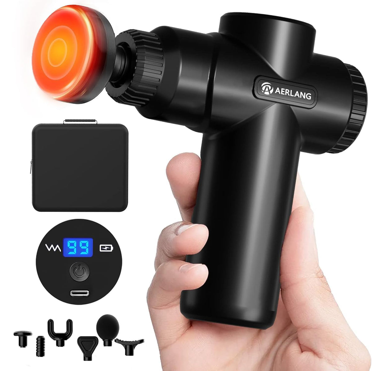 AERLANG Mini Massage Gun with Heat Christmas Gift for Him Black