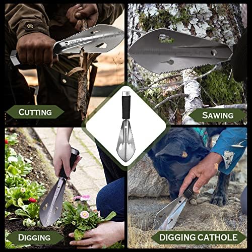 iunio Hiking Trowel, Camping, Backpacking, Portable Shovel, Multitool, Ultralight Camp Tool, with Carrying Pouch, for Gardening, Outdoor, Survival