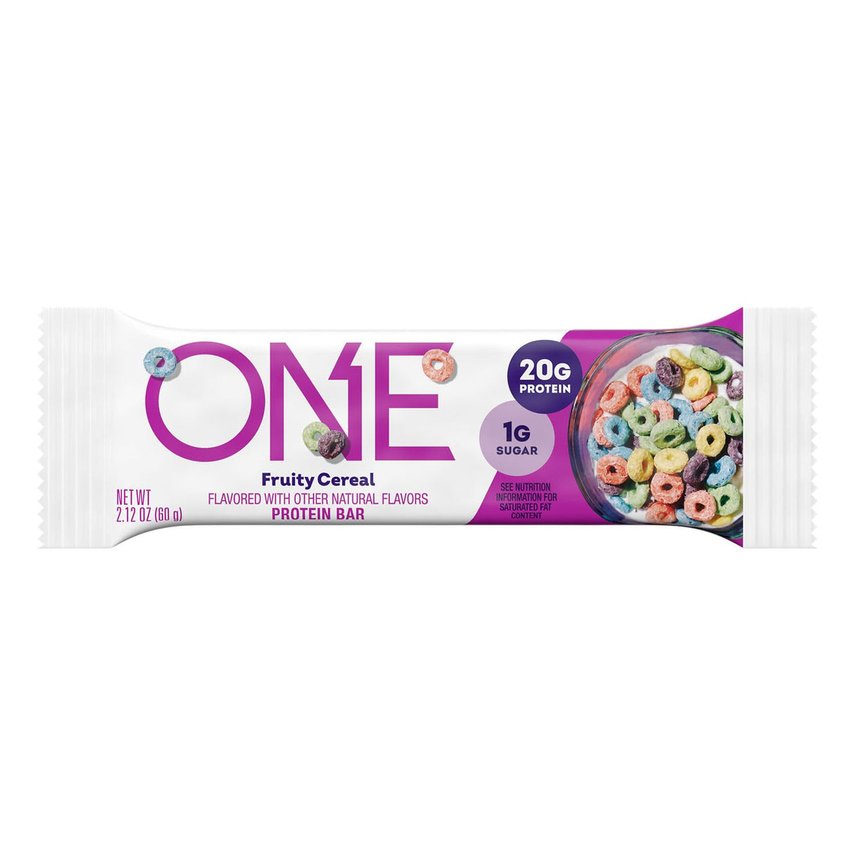 ONE Protein Bars, Fruity Cereal, Gluten Free with 20g Protein and 1g Sugar, Pantry Staples, 2.12 oz (12 Count), Packaging May Vary