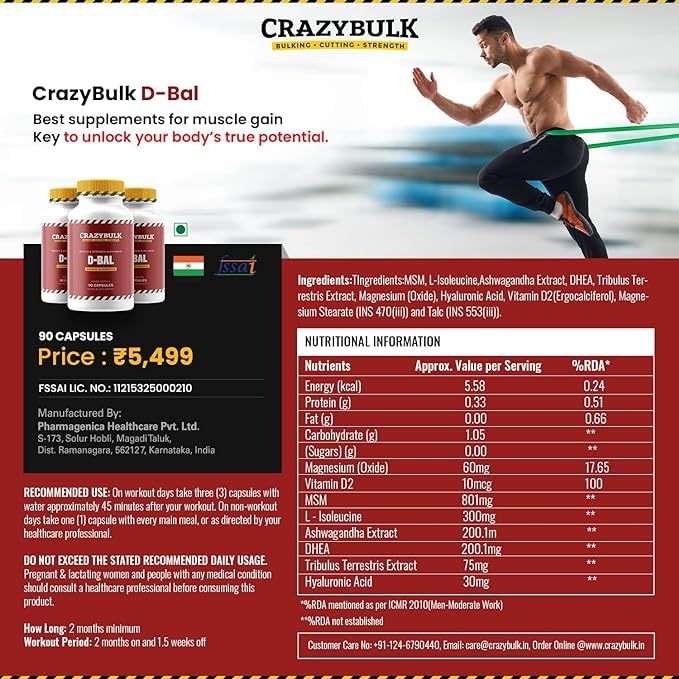 CrazyBulk D-BAL Muscle Builder Strenght Gain Crazy Bulk - 90 Capsules