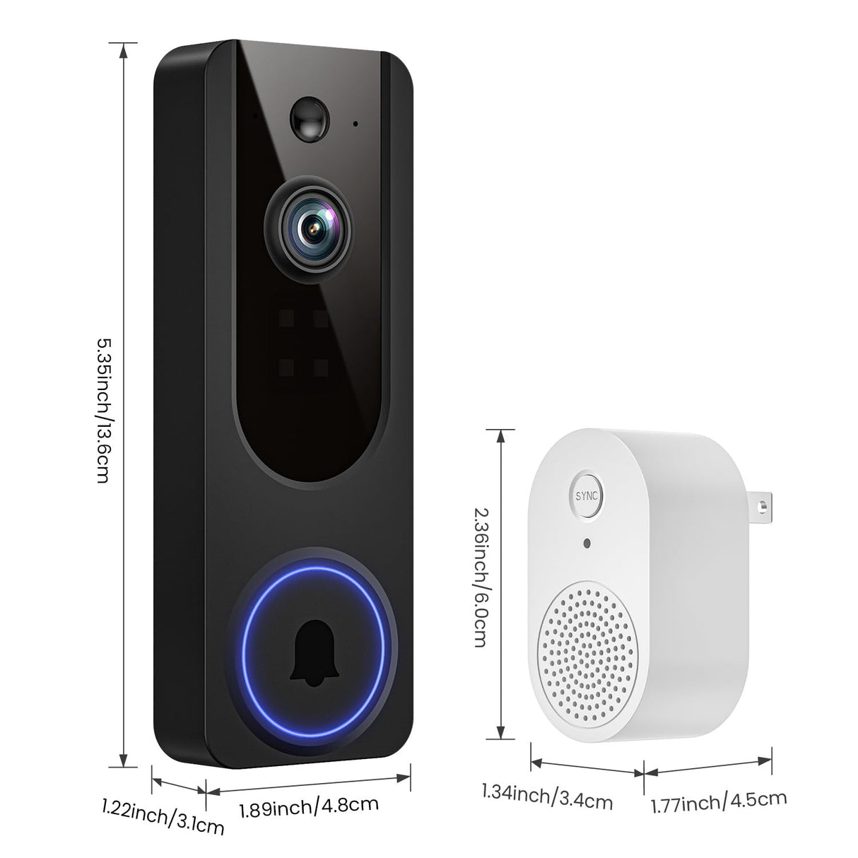 Cookedixo 1080P Wireless Video Doorbell Camera, Battery Powered Door Chime, Night Vision, 2-Way Audio, Smart AI Human Detection, Cloud Storage, Home Security Door Bell