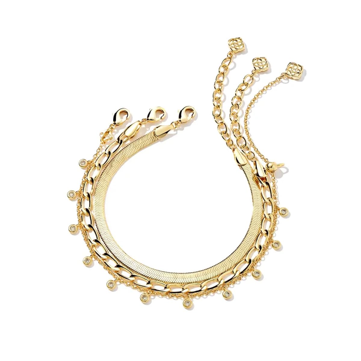 Kendra Scott Kassie Set of 3 Chain Bracelets in 14k Gold-Plated Brass, Fashion Jewelry For Women