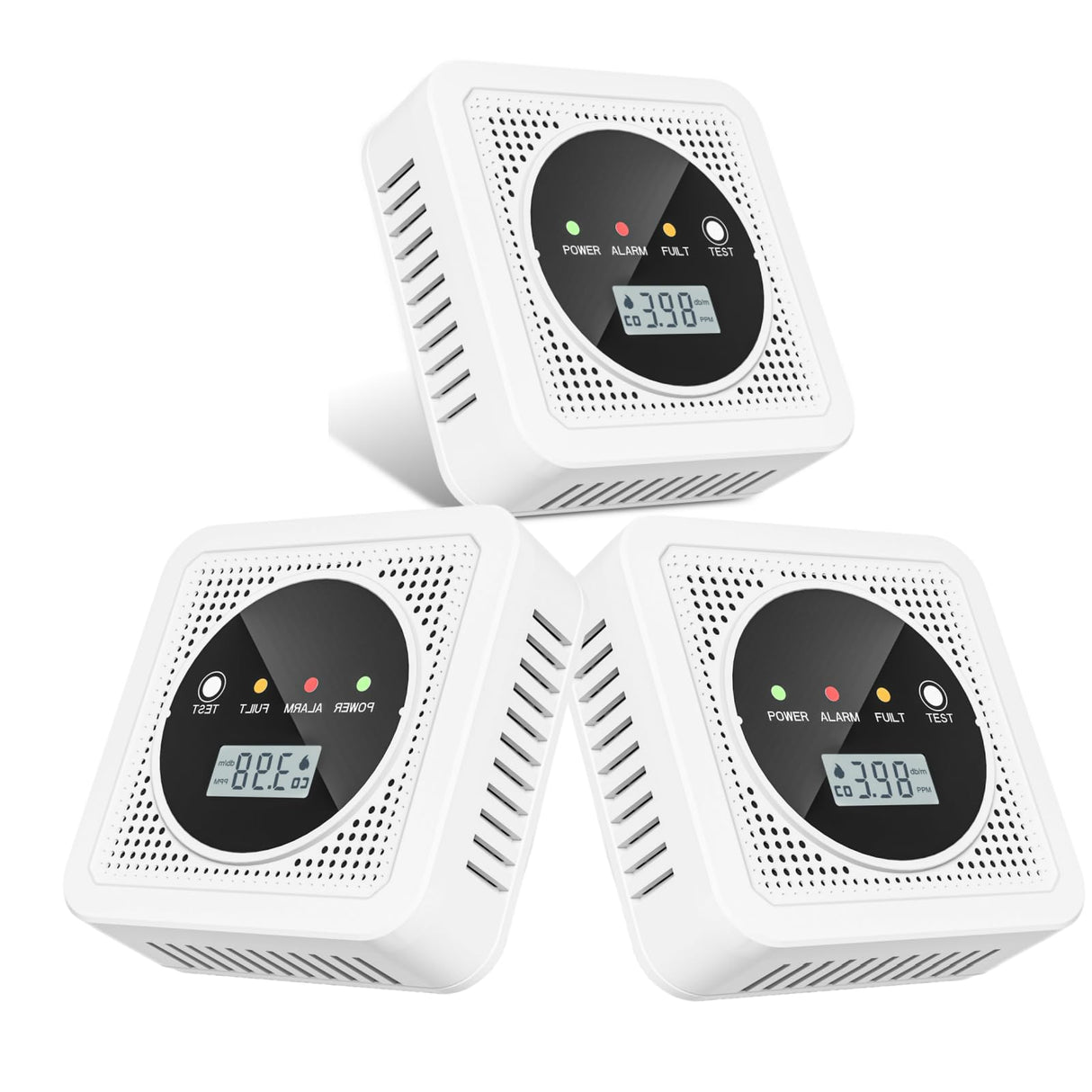 3 Packs,2-in-1,Smoke Carbon Monoxide Detector,Carbon Monoxide Detector,Smoke Alarm,CO Alarm, 85 db Sound,Battery Powered CO Alarm with LEDs,LCD Digital Screen,Test Button,3 Packs
