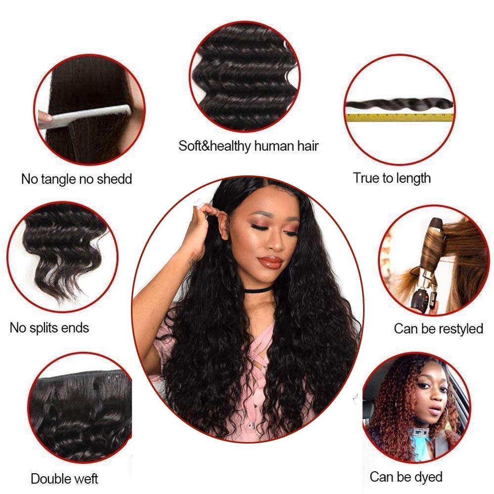 9A Brazilian Human Hair Water Wave Bundles (18 20 22 24) Unprocessed Virgin Human Hair Extensions Wet and Wavy Hair Curly Wavy 100% Human Hair Can Be Dyed Natural Color Laritaiya