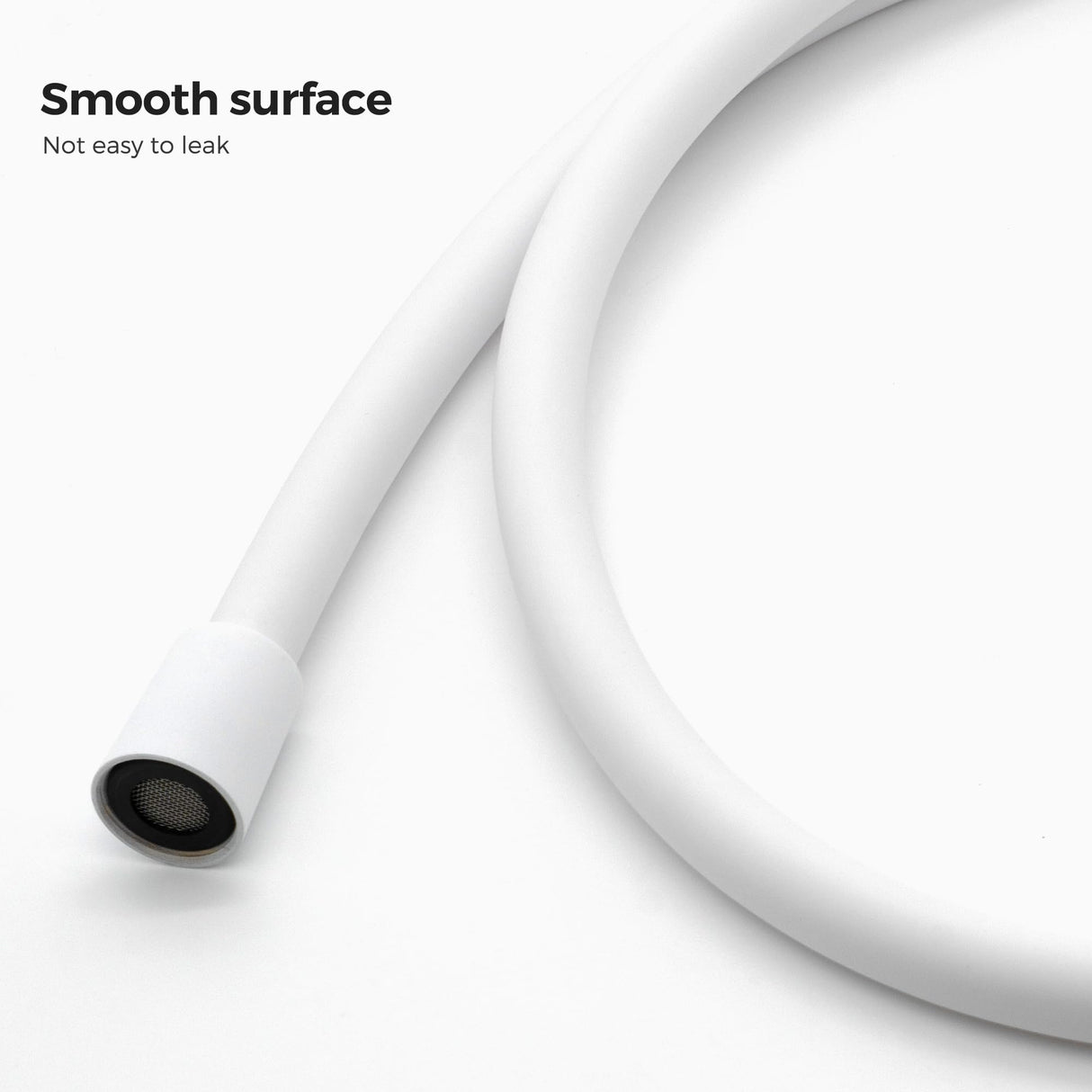 Vancoco PVC Smooth Shower Hose Flexible Anti-Twist 1.5M / 59 Inch with Brass Connections Universal Shower Head Hose Leak Proof White