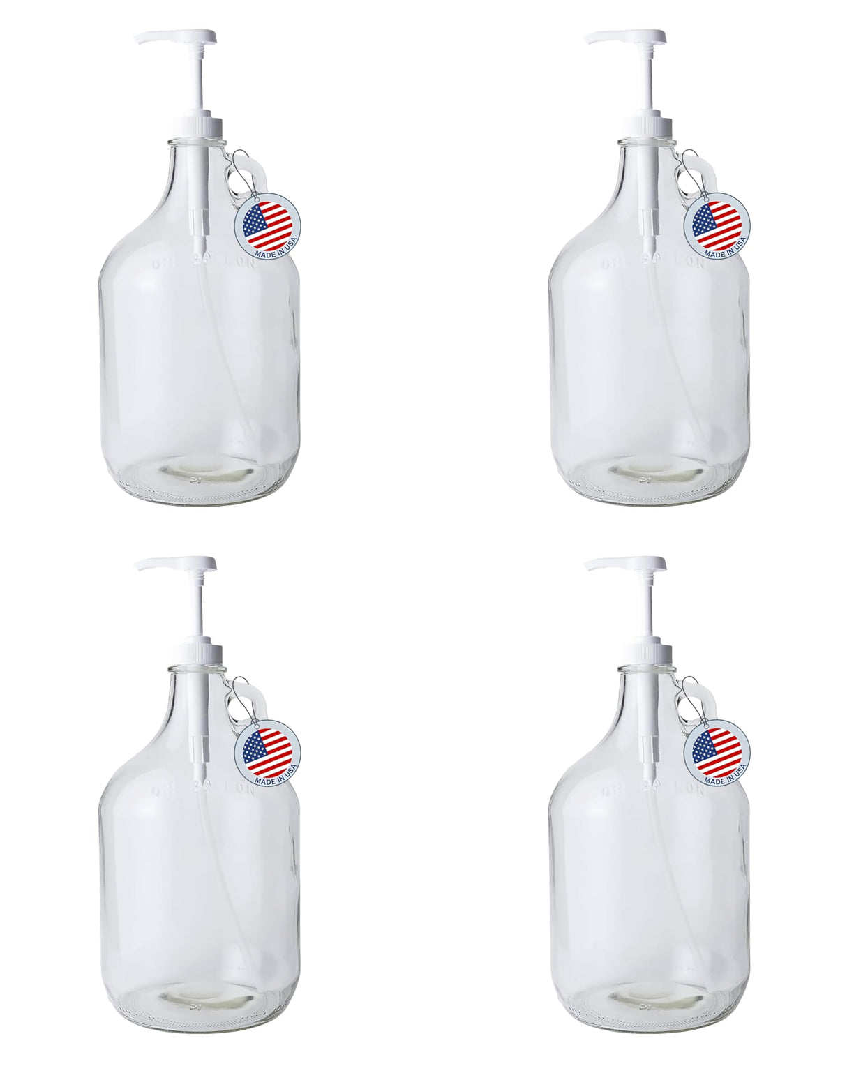 Fastrack 4-Pack 1 Gallon Glass Jug Laundry Detergent Dispenser – Airtight Screw-Top Container | Non-Slip Base | Detergent Pump Dispenser or Syrup Pump | Eco Friendly Food Grade