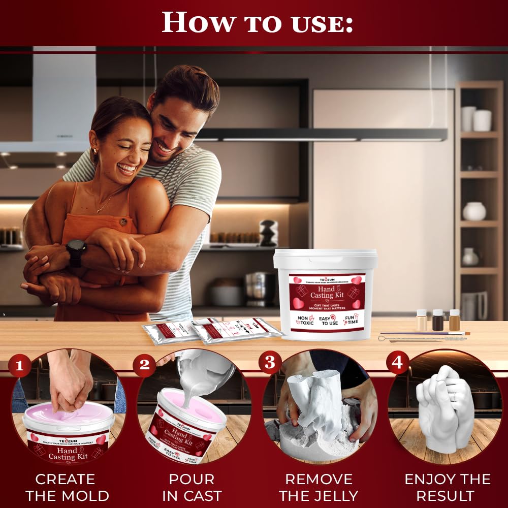TECEUM Hand Casting Kit β Unique Gift for Babies & Adults β Ideal DIY Gift for Your Loved Ones, Couples, Family β For Wedding, Anniversary, Baby Shower, Motherβs Day, Christmas β Romantic Gifts β Kit1
