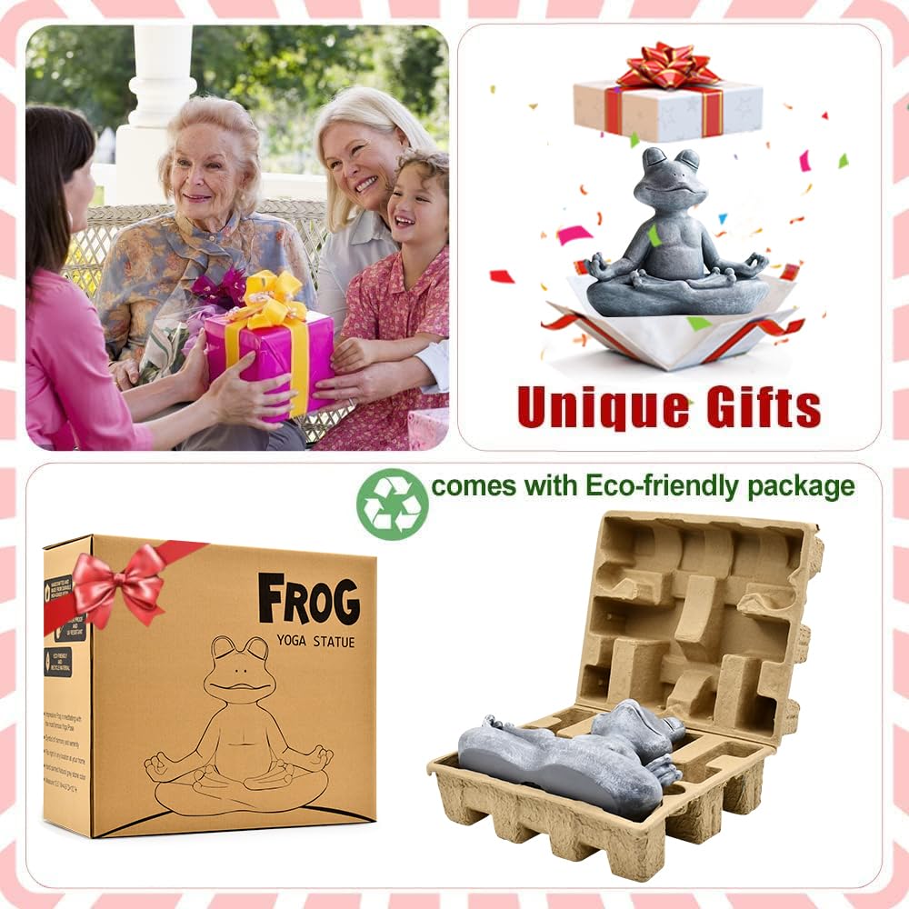 Goodeco Meditating Yoga Frog Statue - 12.5" Lx10 H for Home, Garden & Gifts