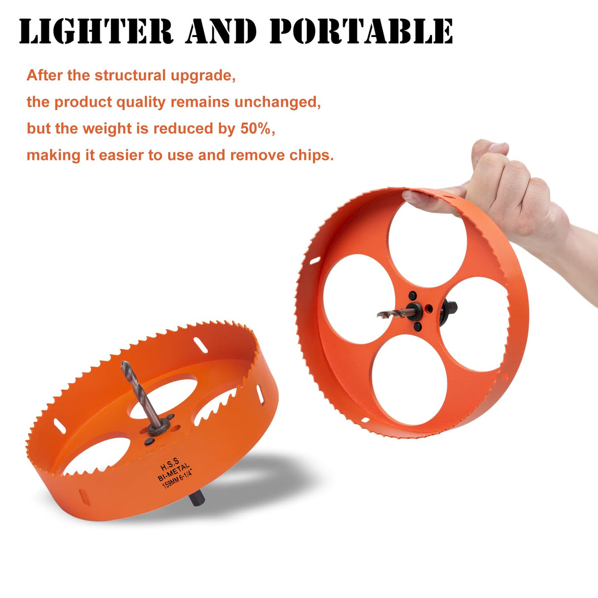 VIKITON 6-1/4 inch Hole Saw with Arbor for Metal Wood Plastic, 159mm Bi-Metal Hole Cutter for Different Project with Smooth and Flat Drilling Edge, Fast Chip Removal