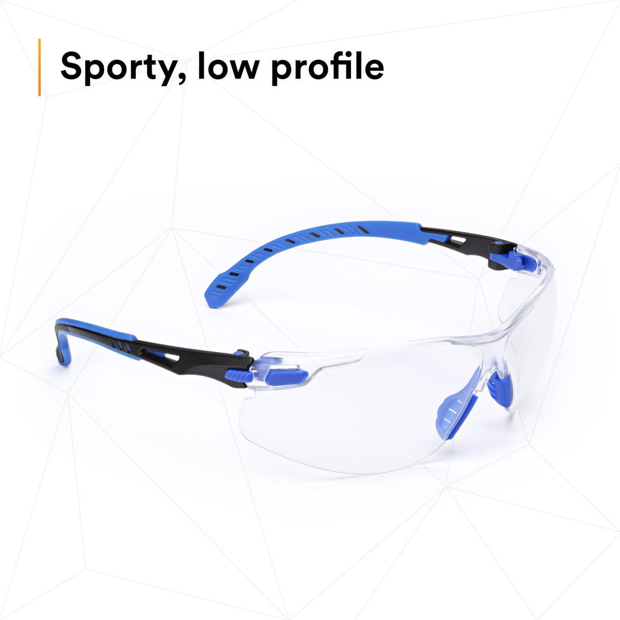 3M Safety Glasses for Men and Women, Solus 1000 Series, ANSI Z87, Scotchgard Anti-Fog, Clear Lens, Low Profile, Blue/Black Frame