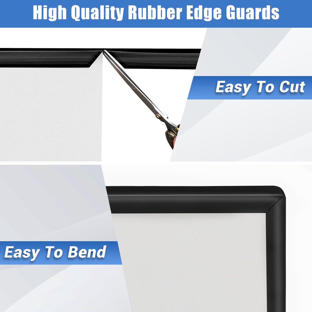 Rubber Edge Trim, Self-Adhesive U Channel Edge Protector for Plywood, Cabinet, 1/2" Wood Edge Banding, Flexible Furniture Repair, EPDM Material, Fit 1/2"(12mm), Length 10Ft, Black