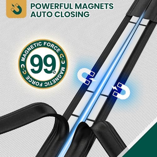 Magnetic Screen Door Mesh with Super Strong Magnets Fit Door Size 36" X 80", Mesh Size 38" X 81" Heavy Duty Door Net Screen for Sliding, French, Single and Patio Doors