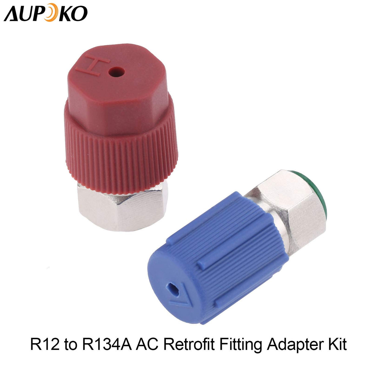 R12 to R134A Adapter, R12 R22 to R134A High/Low Fitting Port Retrofit 1/4’’ to 7/16"-20 UNF Conversion Adapter, Fits for AC Air Conditioner Refrigerant