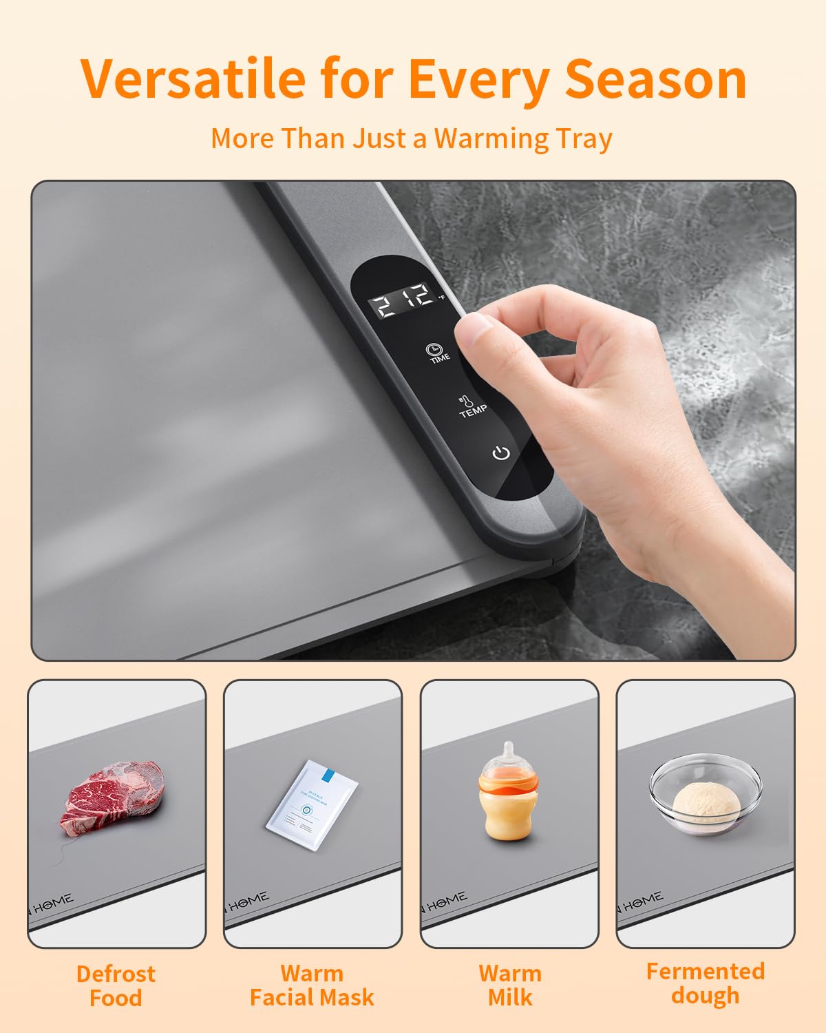 Food Warming Mat, Electric Warming Tray with 6 Level Temperature Settings,6 Hours Timer, Graphene Rapid Heating, Auto Shut-Off, Roll Up Food Warmer for Buffets Party, Countertop,Gatherings