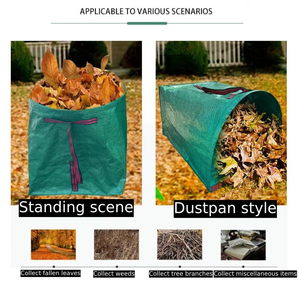 72 Gallon Garden Bag for Debris, 2-Pack Yard Waste Bag with Large Dustpan-Style Opening, Includes Gardening Gloves | Collapsible Container for Leaves, Grass Clippings, Parties, Laundry & Camping