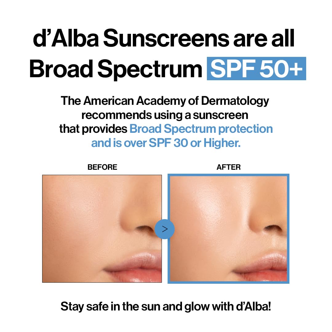 d'alba Piedmont Italian White Truffle Waterfull Essence Sunscreen, Vegan Skincare, Lightweight Sunscreen with BROAD SPECTRUM SPF 50+, Glowy, Safe for all Skin Types, Korean Skin Care (1.69 fl. oz)
