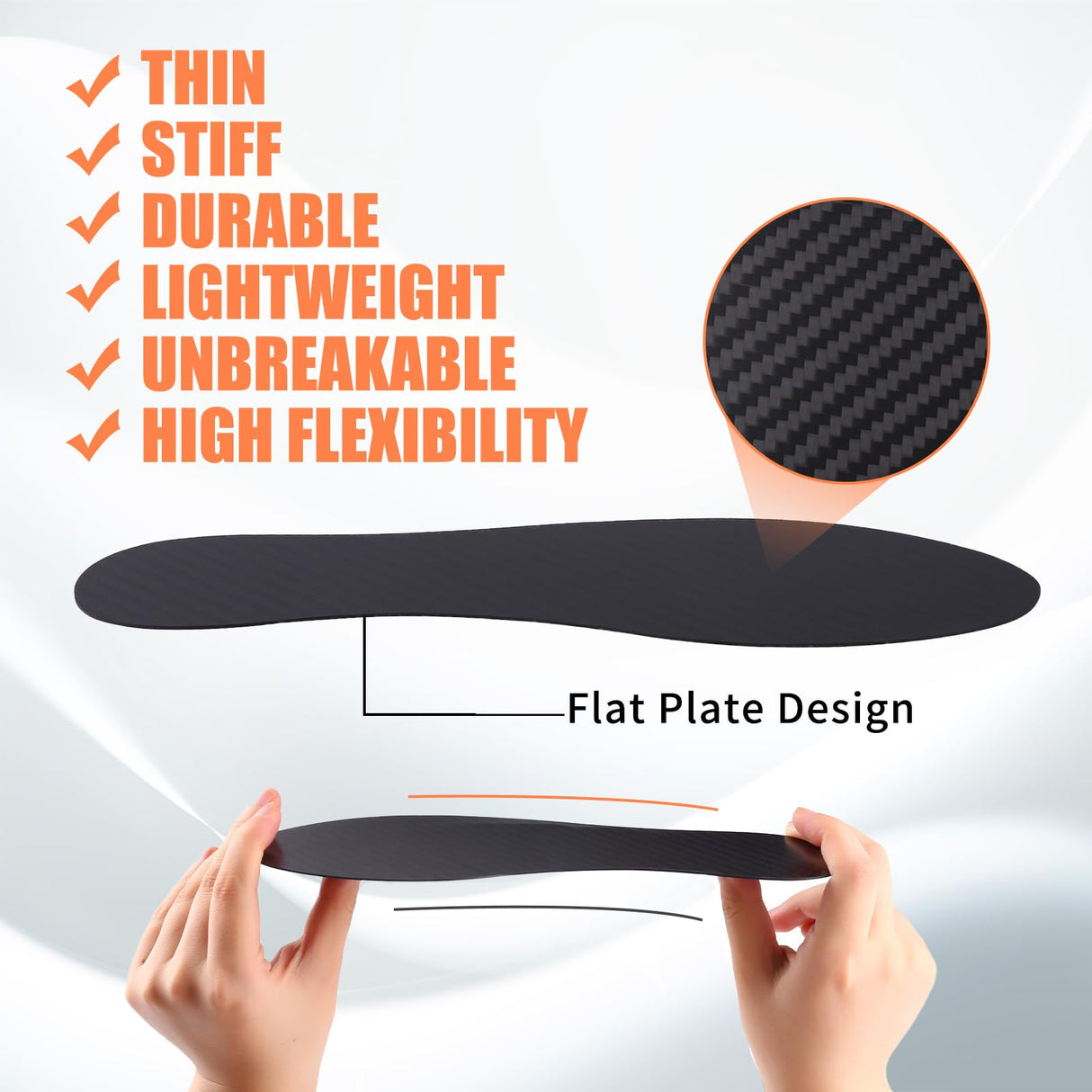 Carbon Fiber Insole for Men Women - Rigid Shoe Insert Foot Plate for Hallux Rigidus Limitus, Turf Toe (9.85" / 250mm - Men's 7.5 / Women's Size 8.5, 1 Pc)