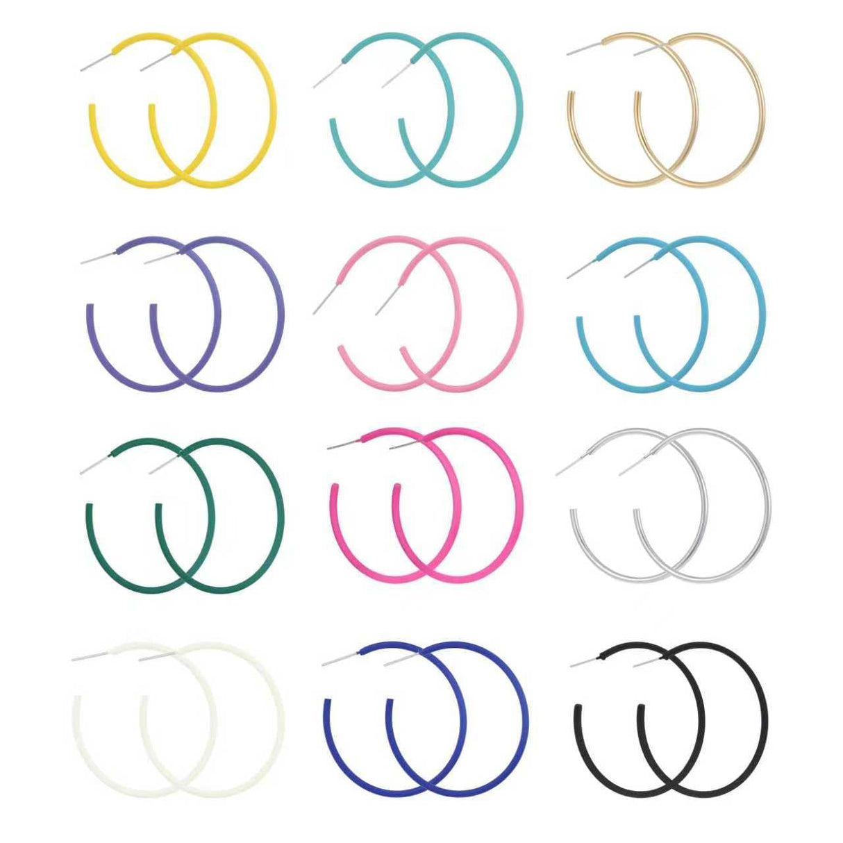 IPHTSKEU 12 Pairs Colorful C Hoop Earrings, 40 mm