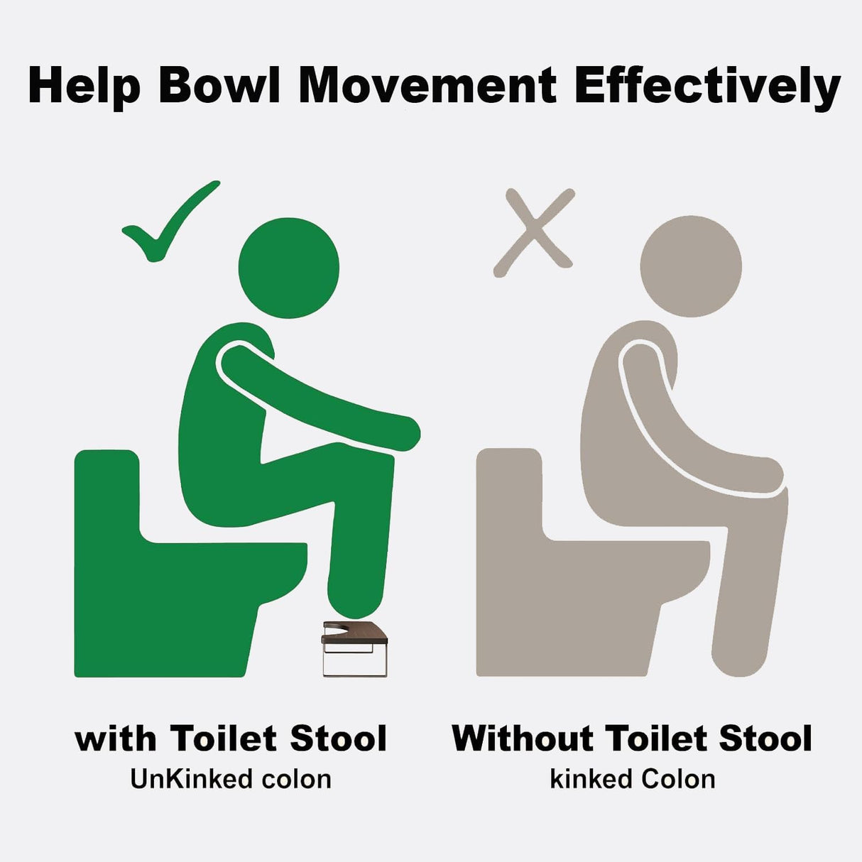 Squatting Potty for Adults, 7in Wooden Poop Stool Adult, Matte Black Bamboo Toilet Stool Squat, Wood Pooping Stool for Bathroom, Toilet Foot Step for Kids with Non-Slip Mat