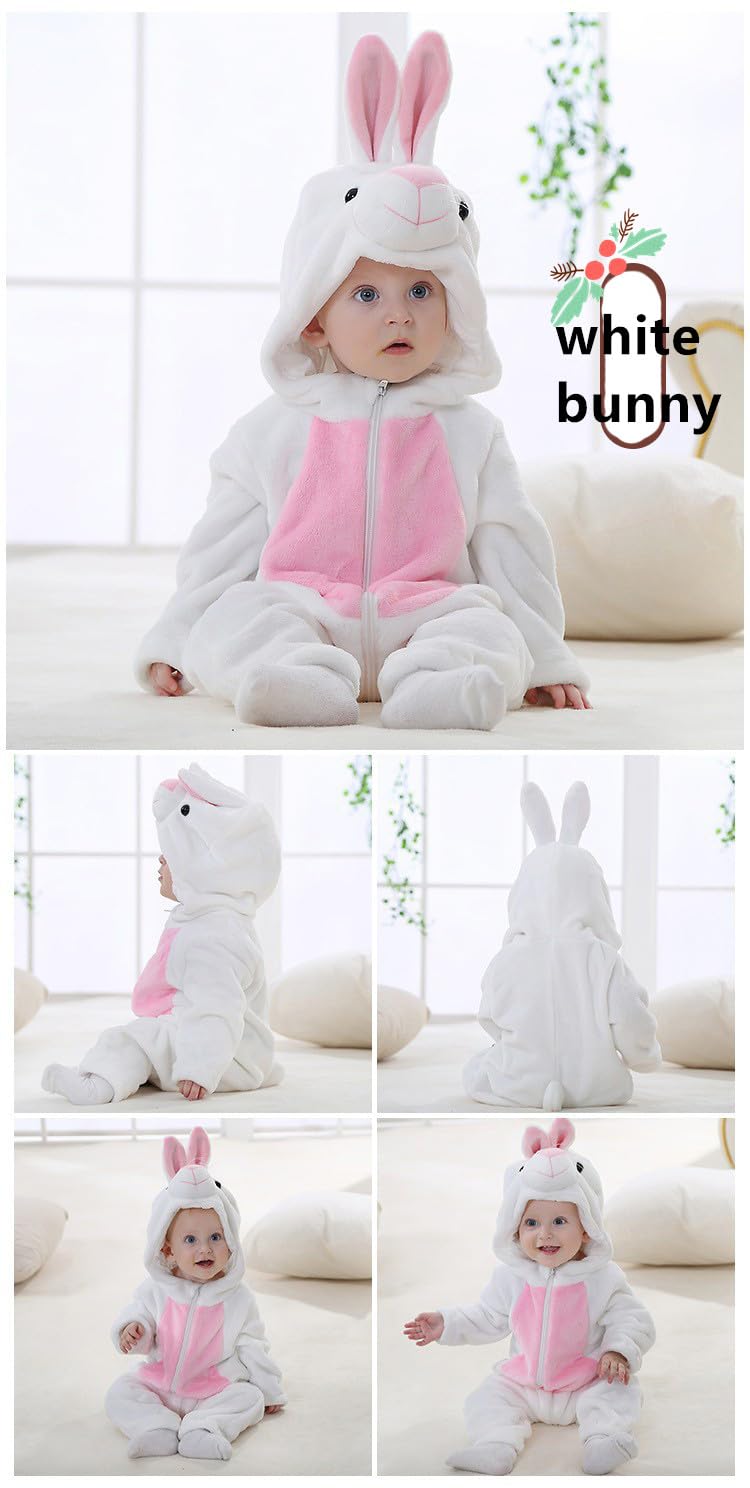 CuteOn Toddler Halloween Costume Onesie Cosplay Romper Christmas Infants Baby Costume White Bunny 2-3 Years
