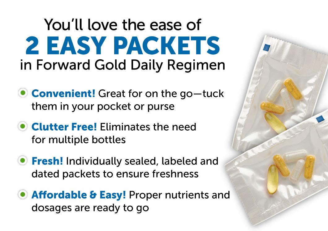 Dr. Whitaker's Forward Gold Daily Regimen Multi-Nutrient Vitamin Supplement for Adults 65+, 60 Packets (30-Day Supply)