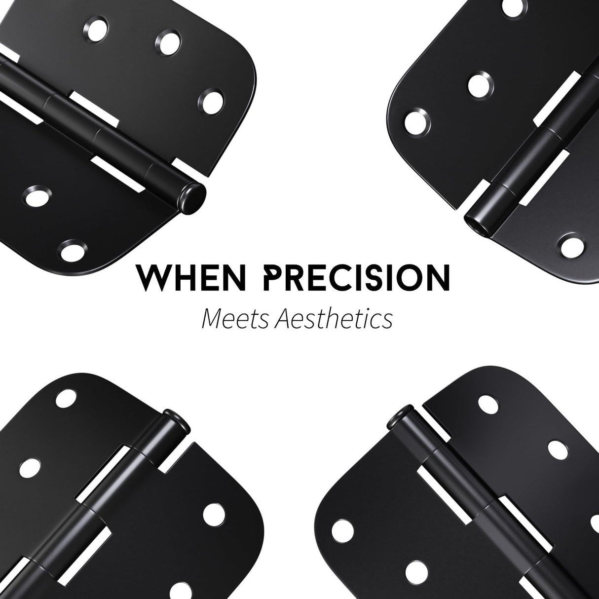 goldenwarm 12 Pack Interior and Exterior Door Hinges, Matte Black Door Hinges 4 inch x 4 inch with 5/8" Radius Corners