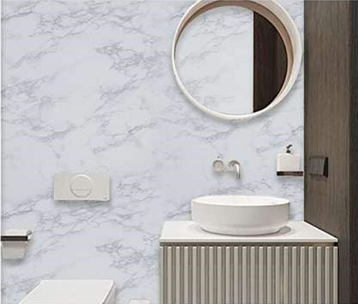 practicalWs Marble Paper Granite Gray/White Roll Kitchen Countertop Cabinet Furniture is Renovated Thick PVC Easy to Remove Without Leaving Glue Upgrade 17.71" x 196.8"