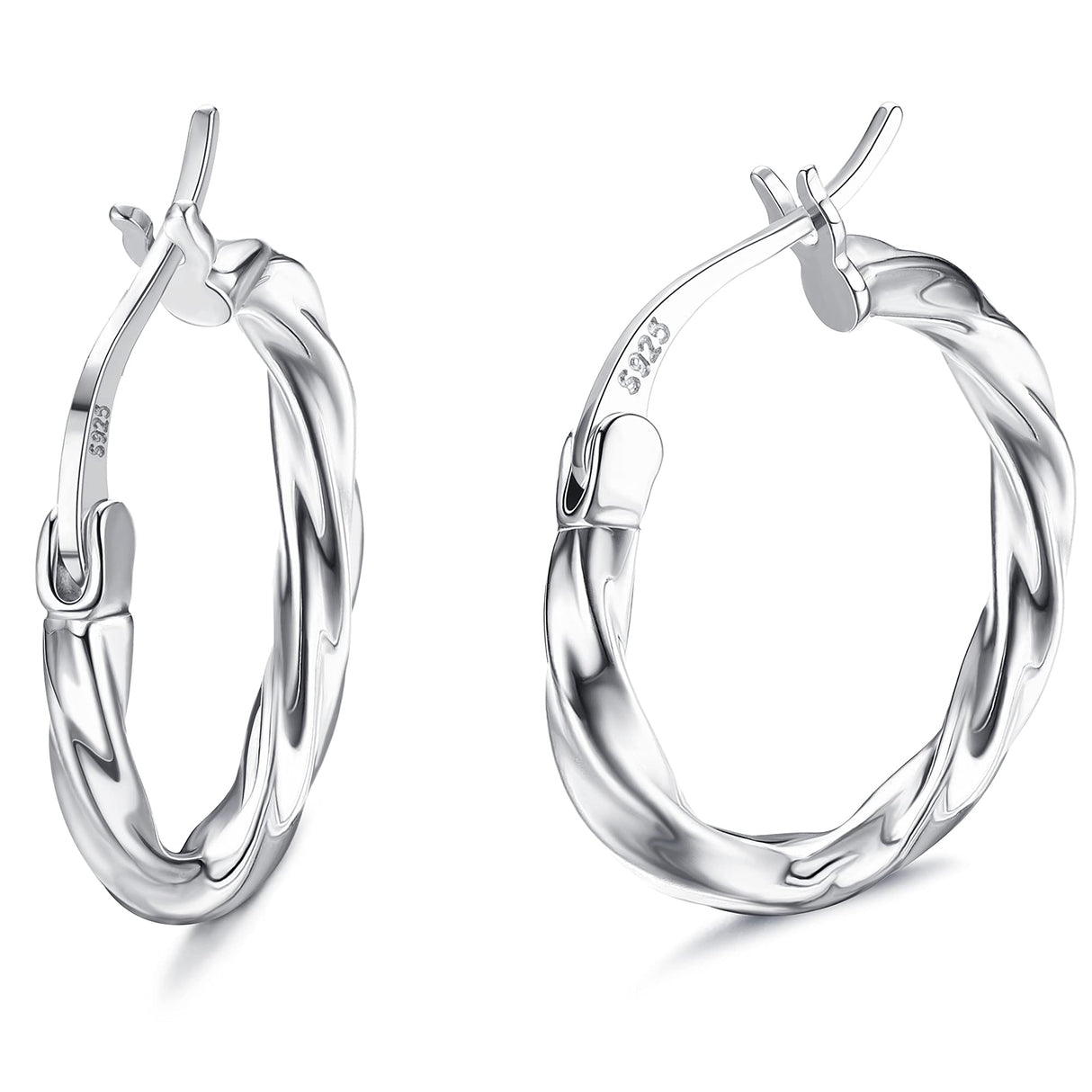 MILACOLATO Solid 925 Sterling Silver Twisted Hoop Earrings for Women 2.5mm
