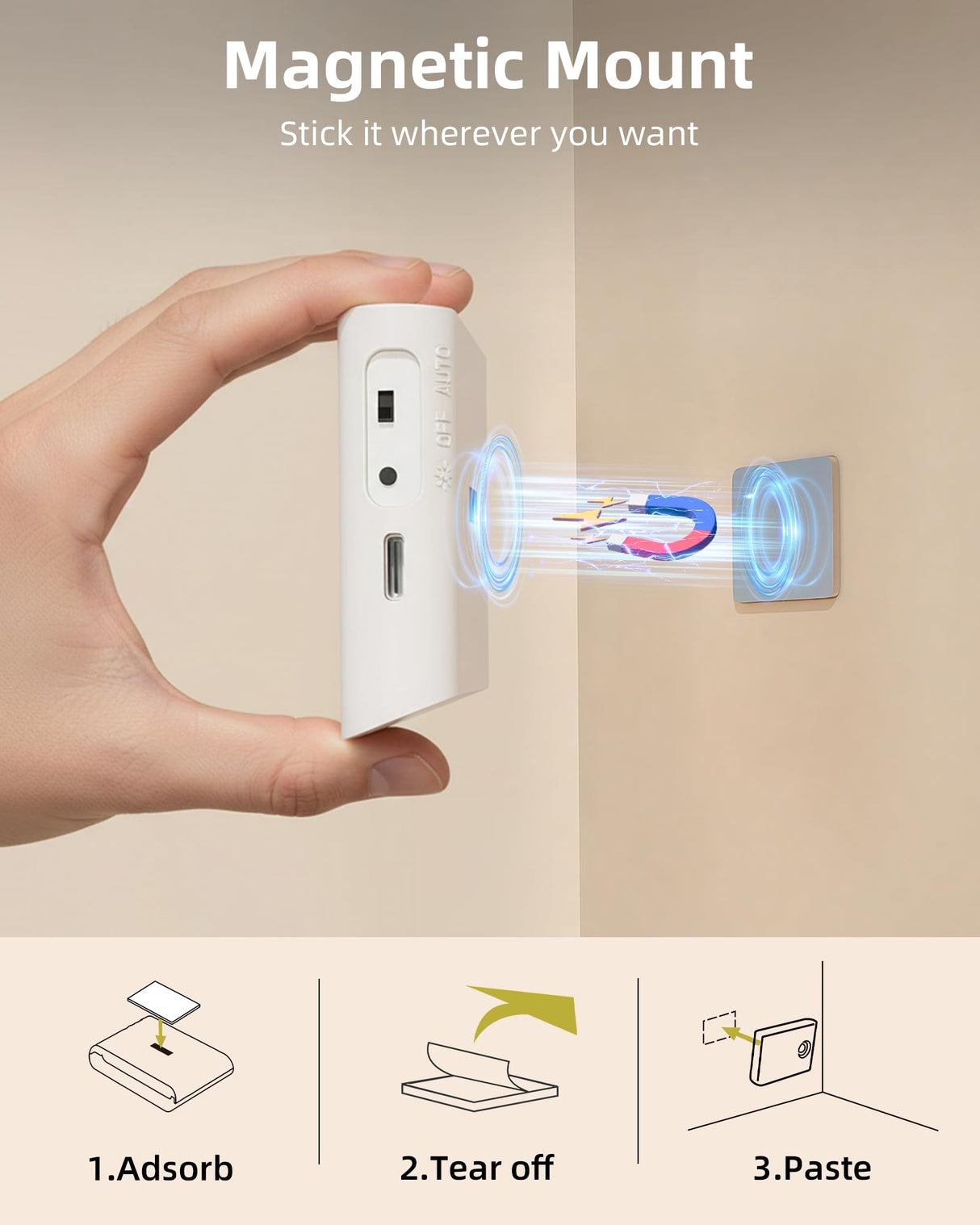 EZVALO 6 Pack Motion Sensor Night Lights with Charging Station, Sync LED Stair Lights Indoor, 1500mAh Rechargeable, Magnetic & Dimmable, 3000K Soft White, Portable Nightlight for Hallway, Stairs