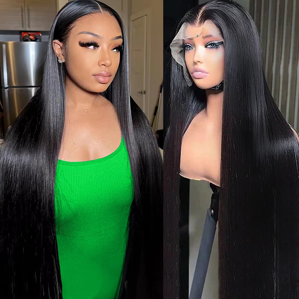 Knosps 30 Inch 13x6 Lace Front Wigs Human Hair Pre Plucked Straight HD Lace Front Wigs Human Hair 180 Density 13x6 Frontal Wigs Human Hair with Baby Hair Straight Glueless Wigs Human Hair for Women