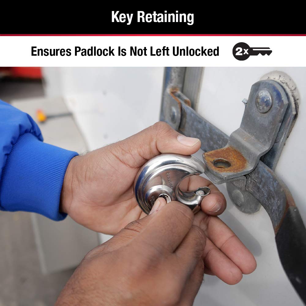 Master Lock Padlock, Stainless Steel Discus Lock, 2-3/4 in. Wide, 40DPF, Silver