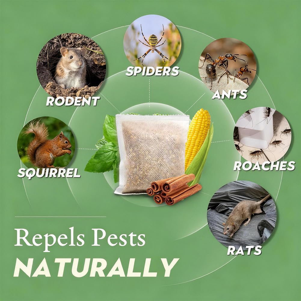 Natural Mouse Deterrent 45PCS, Peppermint Oil Pouches, Safe for Pets and Kids, Non-Toxic and Effective for Mice, Rats, Roaches, and Ants, Perfect for Home, Kitchen, and Basement
