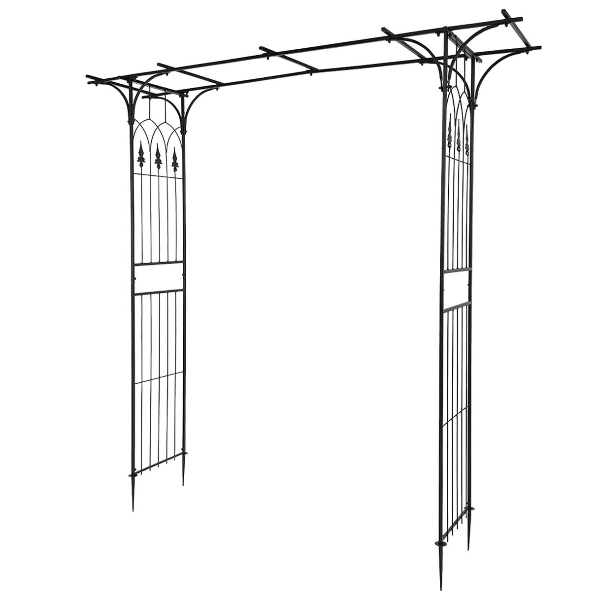 VINGLI Garden Arbor, Arch Archway for Wedding Ceremony Party, Steel Garden Trellis for Plant Climbing, Christmas Decorations Pergola for Backyard, Lawn (Black)