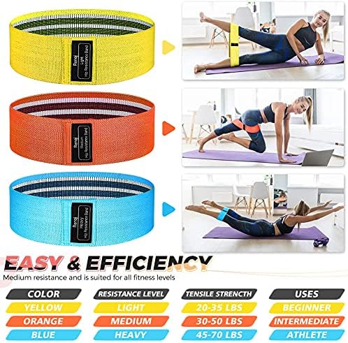Renoj Resistance Bands, Exercise Workout Bands for Women and Men, 3 Set of Stretch Bands for Booty Legs for Yoga Starter, Pilates Flexbands