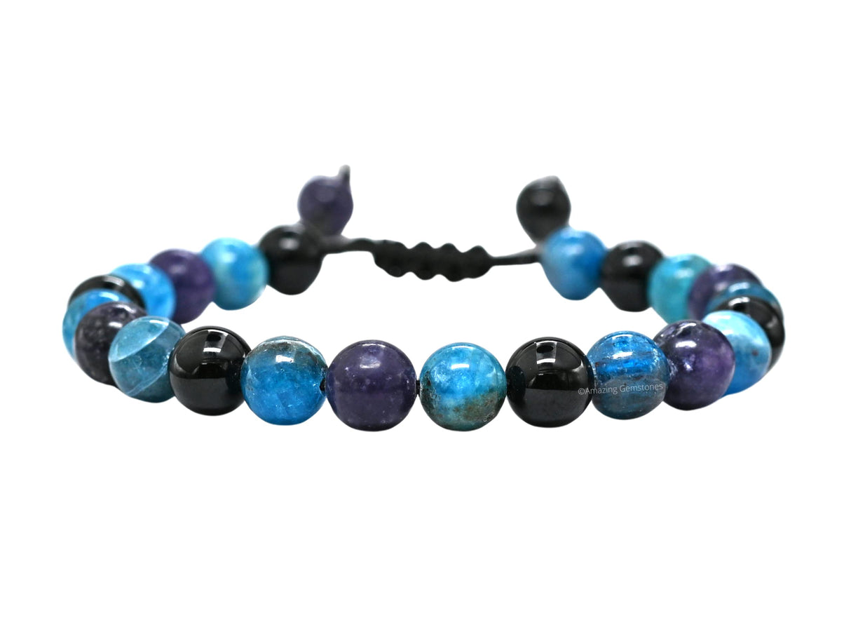 Amazing Gemstone Weight Loss Manifestation Bracelet - Humanic Black Tourmaline Apatite Lepidolite Bracelet Set for Men Women Healing Calming Anxiety Stress Relief Gifts(Adjustable)