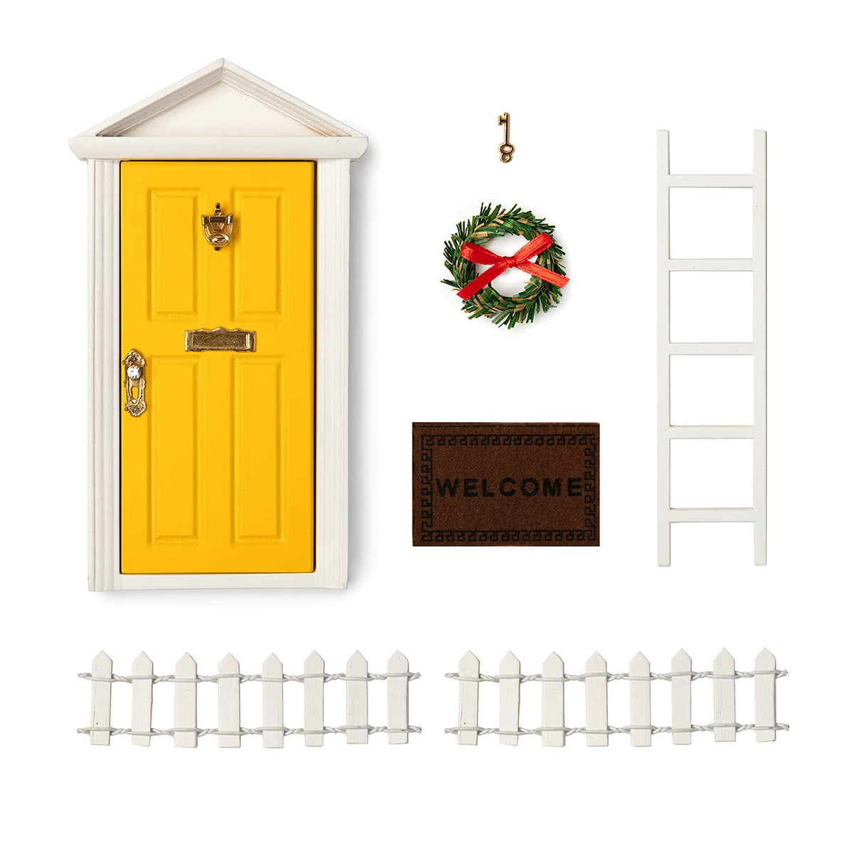 Wooden Yellow Fairy Door - Desk Fairy Door for Wall