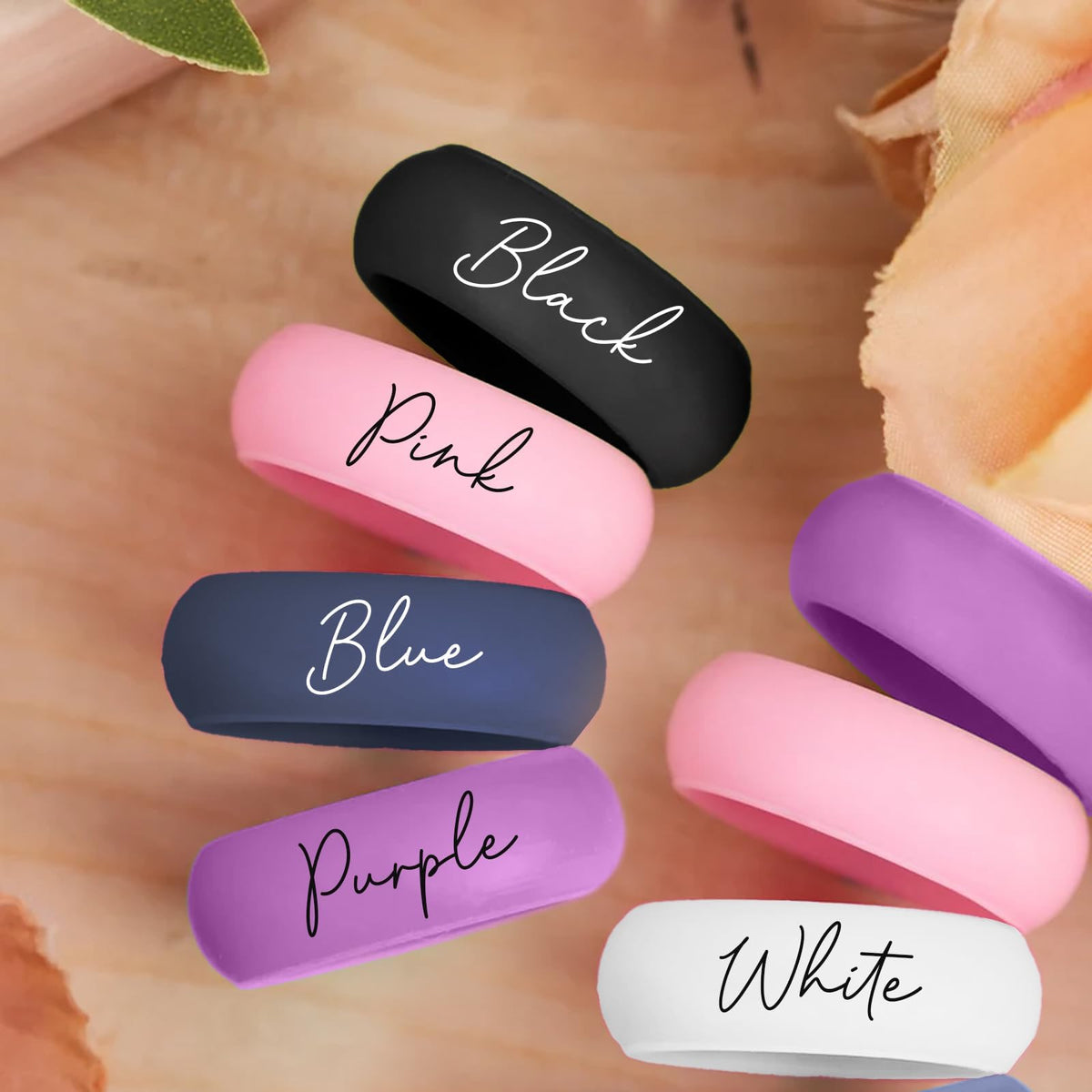 3UMeter 2Pcs Personalized Silicone Rings for Couples Custom Breathable Rubber Wedding Bands Men Women Engrave Silicone Wedding Bands for Him and Her Birthday Christmas Gift for Husband Wife