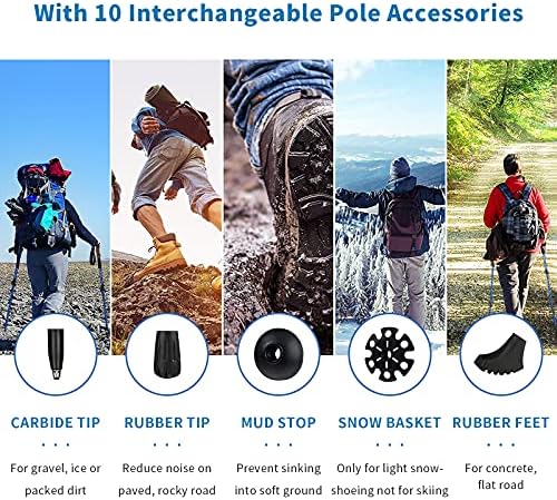 Aihoye Trekking and Walking Poles - 2 Pack Adjustable Collapsible Lightweight Sticks - Strong Aluminum7075, Quick Flip-Lock Mechanism and Comfortable Cork Grips