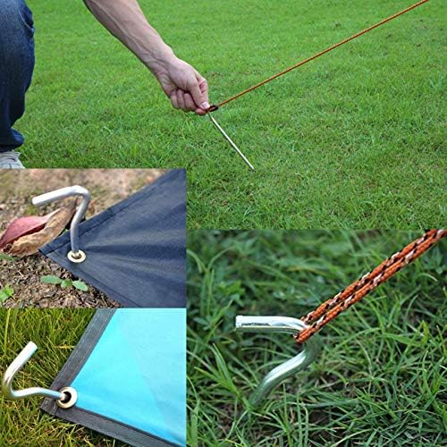 AAGUT Tent Stakes, Tent Stake Metal Garden Edging Fence Hooks Yard Camping Stake Heavy Duty Galvanized 9 Inch (9 Inch Tent Stakes ONLY, 50)