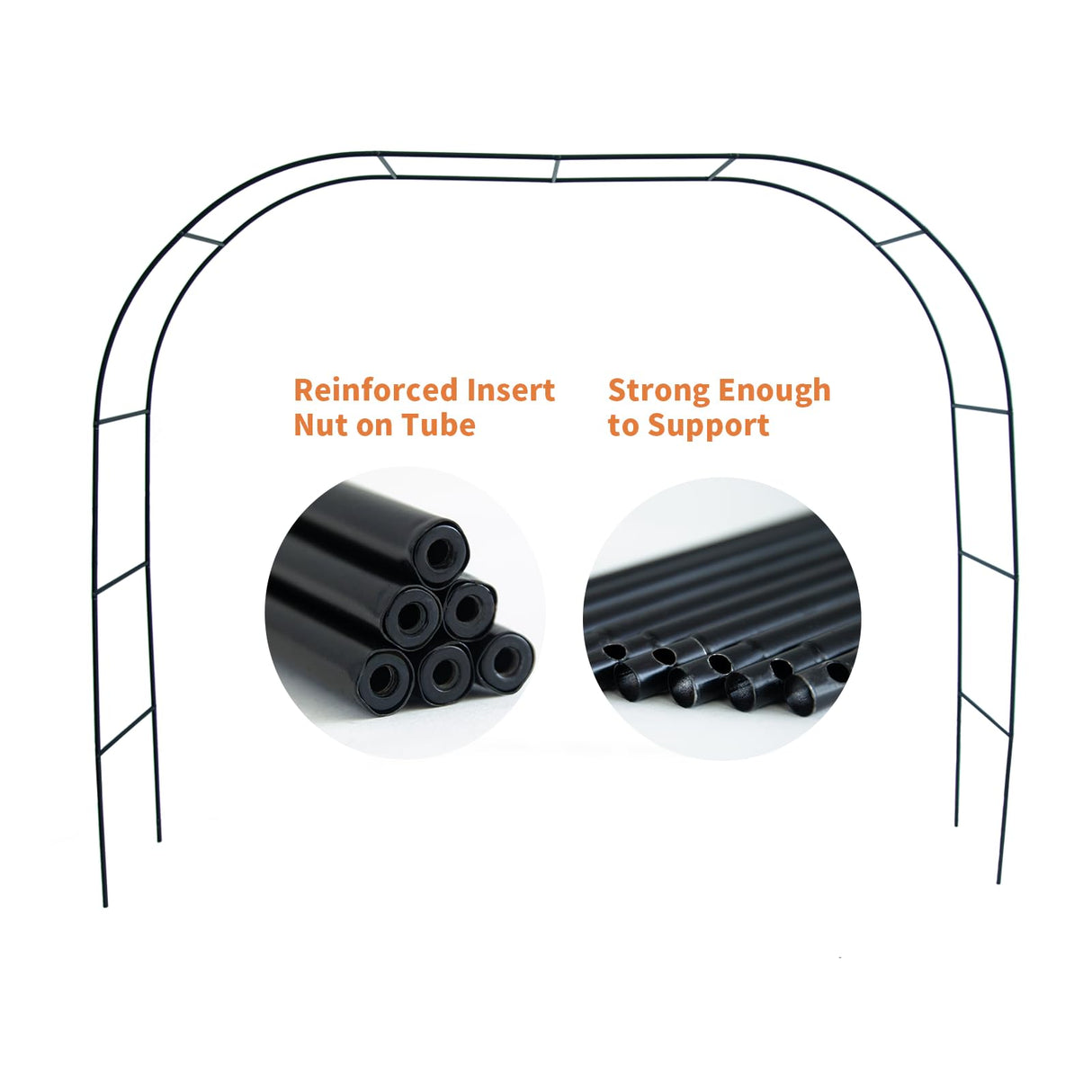 Mr.Ton Garden Arch Arbors, Trellis for Climbing Plants Outdoor 6-8ft, Two Way Assemble Wedding Decoration Metal Arch,Black