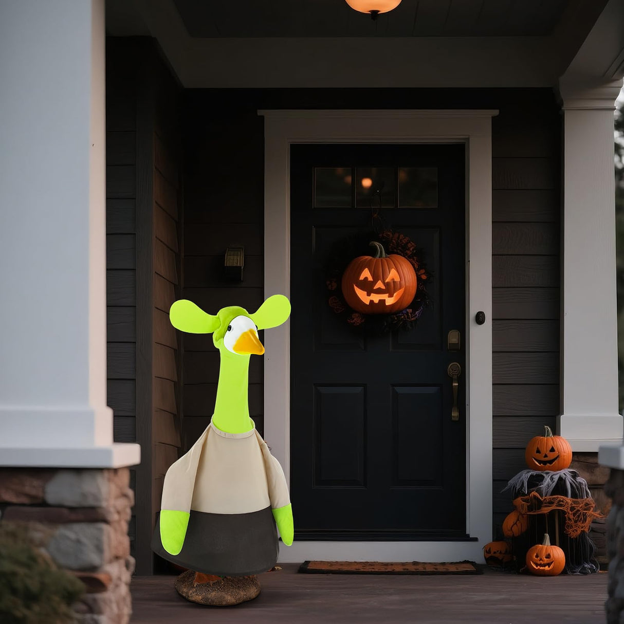 Yeyeplum Porch Goose Costume Fits Large 23" H Statue Lawn Garden Goose Costume for Concrete Statue Garden Yard Patio Outdoor Cement Geese Decoration
