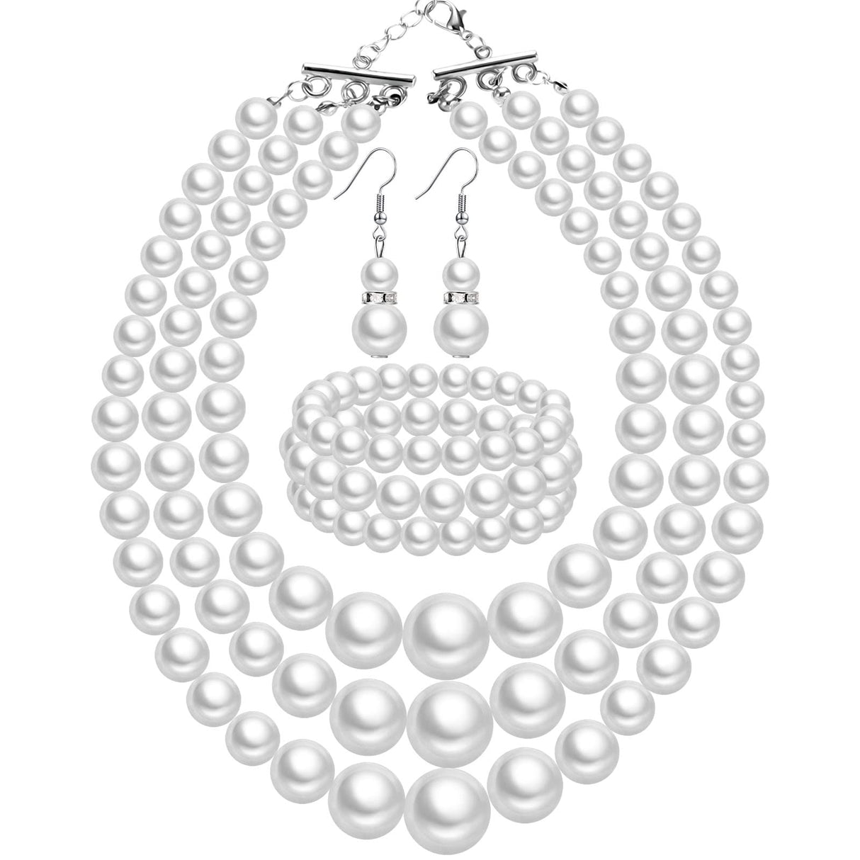 Haysandy Pearl Jewelry Set for Women 20s Jewelry Gift,White