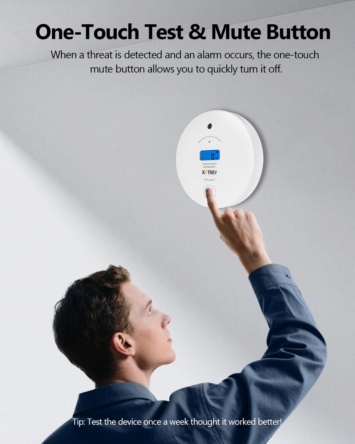 Smoke and Carbon Monoxide Detector, 10 Year Battery Operated Combo Smoke Alarm and CO Monitor with Digital Display and LEDs, Portable Combination Detector for Home and Travel