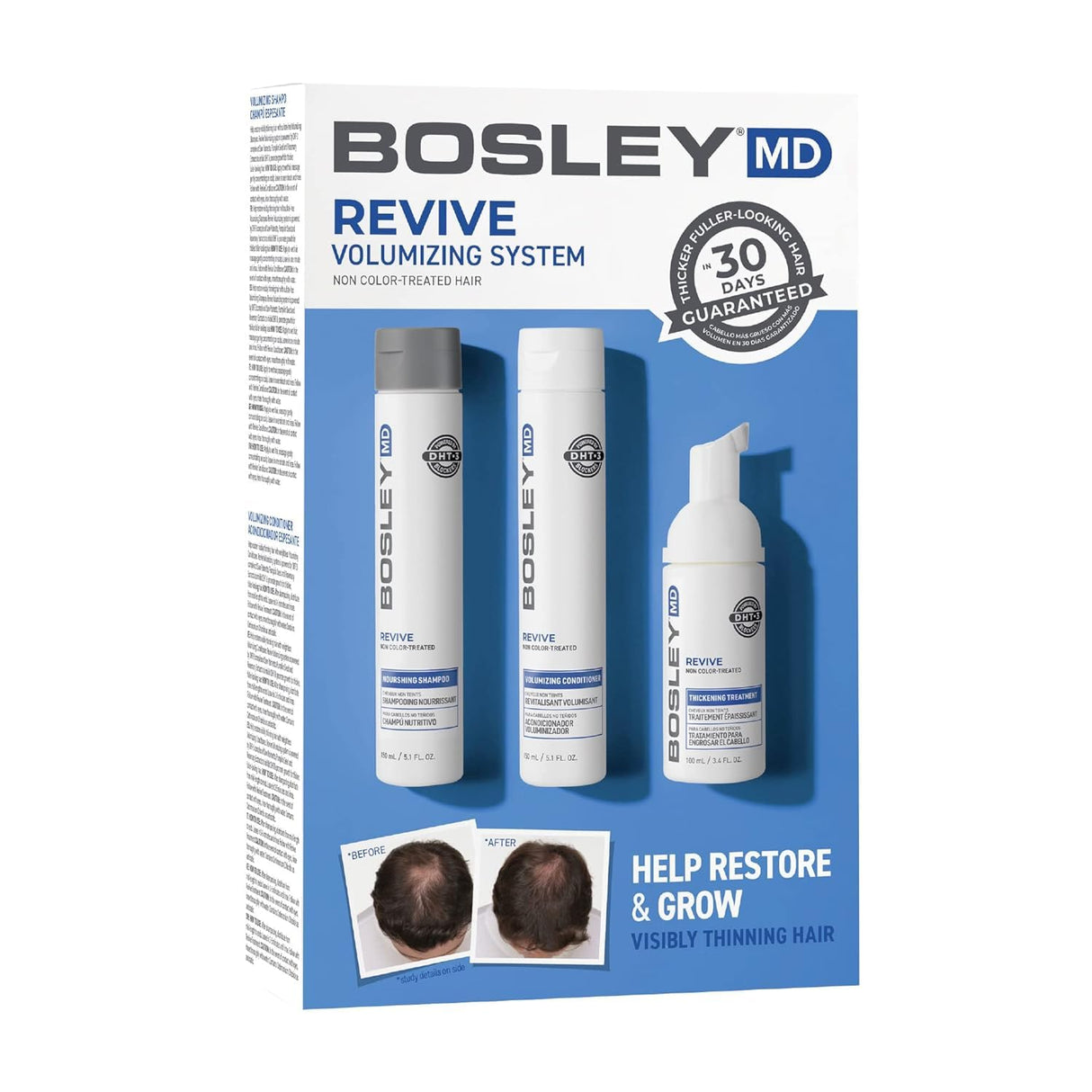 BosleyMD BosRevive KIT for Visible Hair Thinning (Non Color-Treated), Starter Size (30 Days)