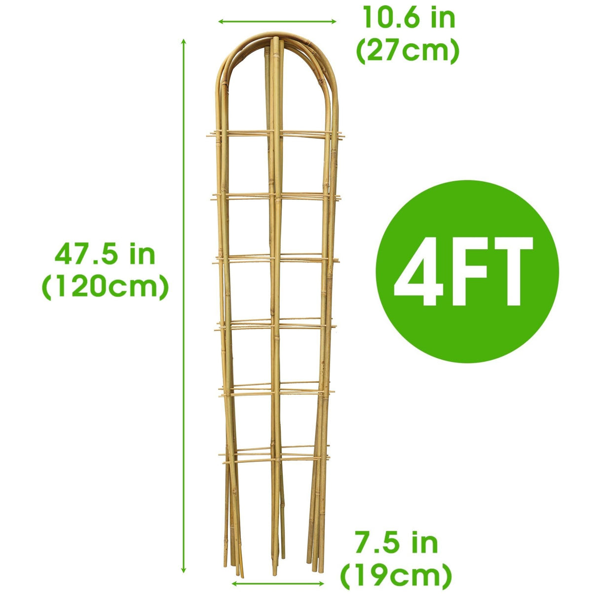 SWANGSA 6 Pack 4Ft U-Shape Bamboo Trellis for Climbing Plants, Garden Ladder Trellis for Outdoor and Indoor Plant Support, Potted Plants, Vegetables, Cucumber, Tomato, Vine