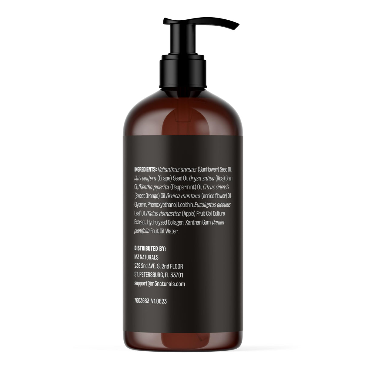 M3 Naturals Arnica Sore Muscle Massage Oil with Collagen, Stem Cells, and Menthol, Anti-Cellulite Therapy for Full Body, Fast-Absorbing Multipurpose Treatment