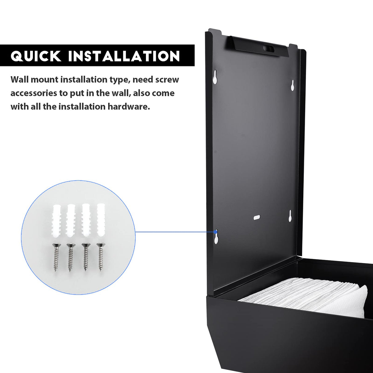Paper Towel Dispenser Wall Mount Commercial c fold Multifold Trifold, Touchless Hand Towel Dispenser with Lock, (Matte Black)